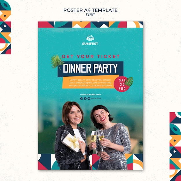 Modèle D'affiche Verticale Pour Le Dîner