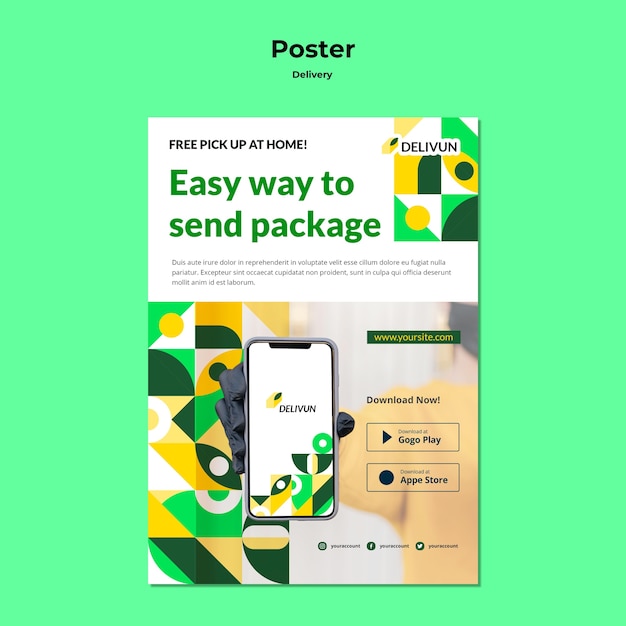 PSD gratuit modèle d'affiche verticale pour entreprise de livraison