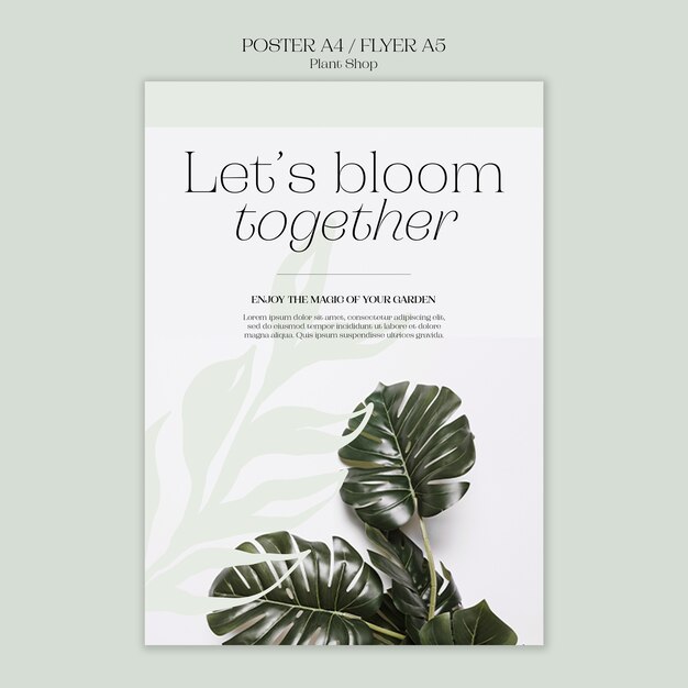 Modèle d'affiche verticale pour les entreprises de magasin de plantes