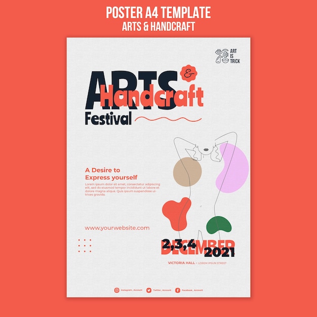 Modèle d'affiche verticale pour le festival des arts et métiers