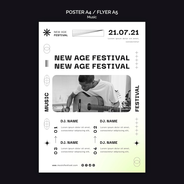 PSD gratuit modèle d'affiche verticale pour le festival de musique new age