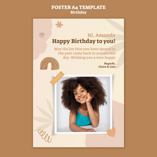 PSD gratuit modèle d'affiche verticale pour la fête d'anniversaire