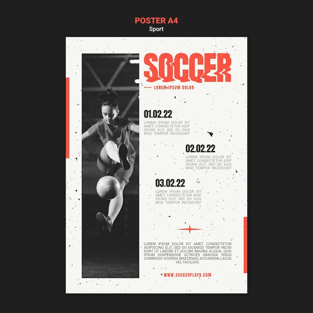 Modèle D'affiche Verticale Pour Le Football Avec Une Joueuse