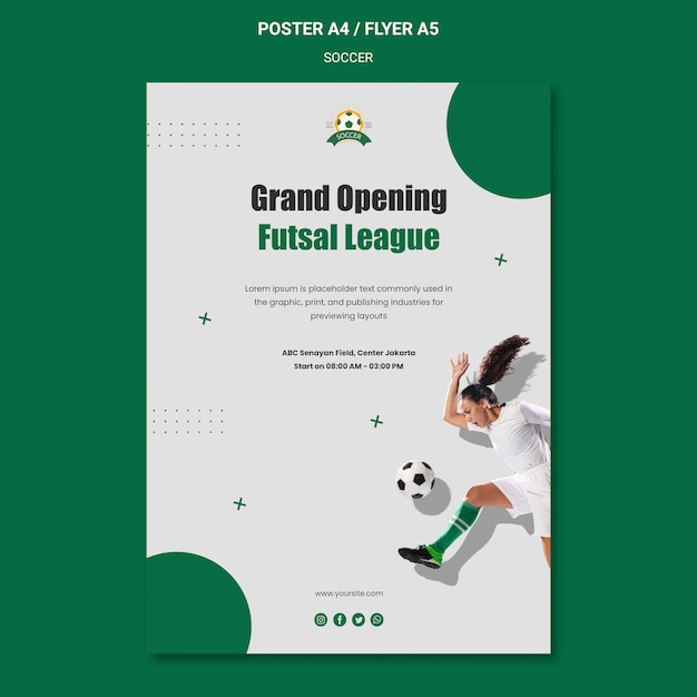 PSD gratuit modèle d'affiche verticale pour la ligue de football féminin