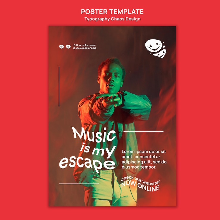 PSD gratuit modèle d'affiche verticale pour la musique avec l'homme et le brouillard