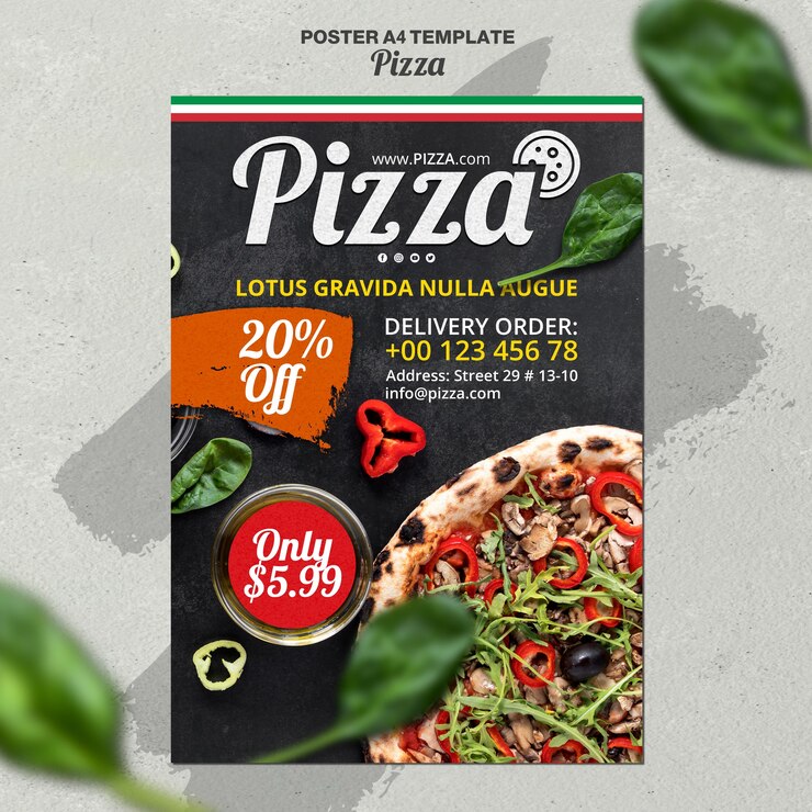 PSD gratuit modèle d'affiche verticale pour pizzeria italienne