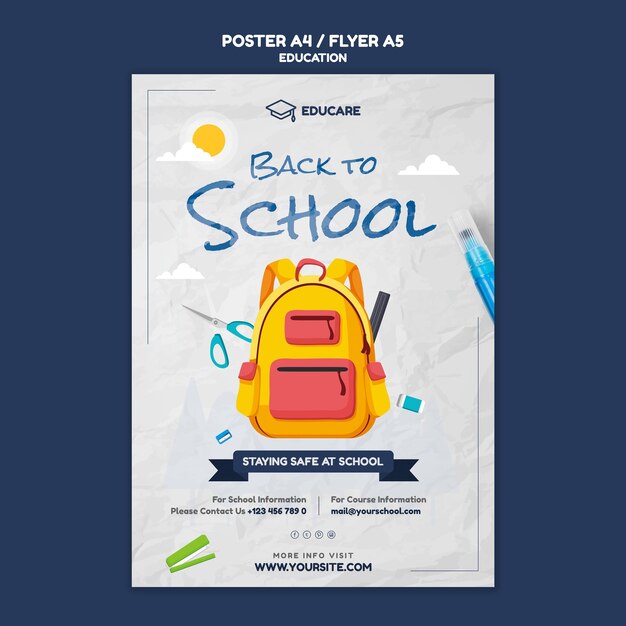 Modèle d'affiche verticale pour la rentrée scolaire