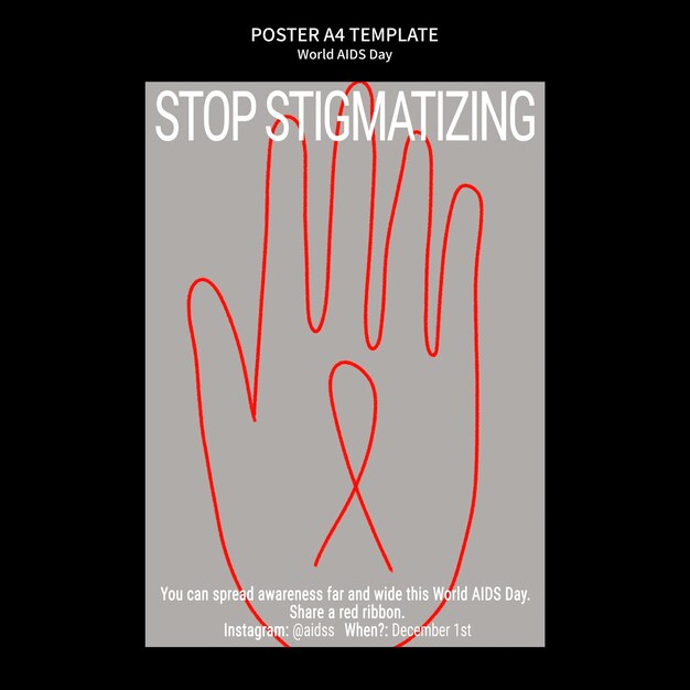 Modèle d'affiche verticale pour la sensibilisation à la journée mondiale du sida