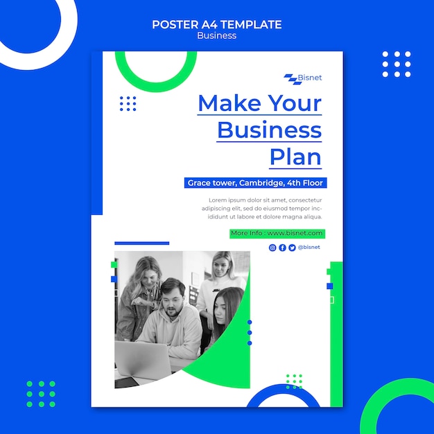 PSD gratuit modèle d'affiche verticale pour solution d'entreprise avec photo monochrome