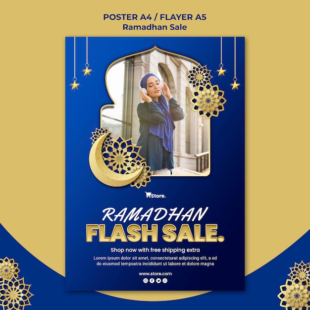 Modèle D'affiche Verticale Pour La Vente Du Ramadan