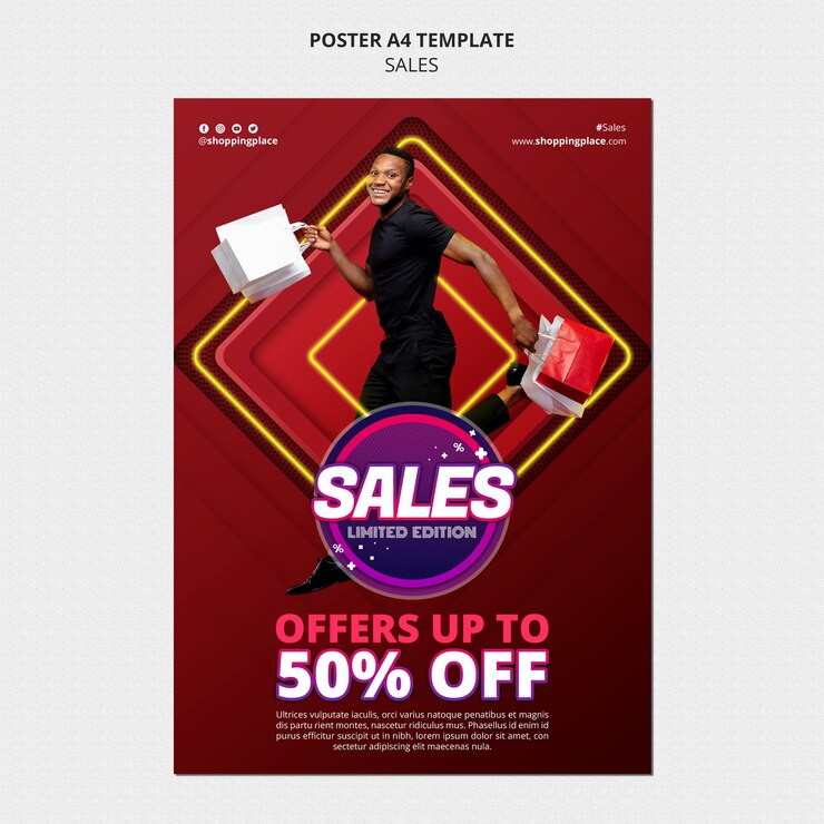 PSD gratuit modèle d'affiche verticale pour les ventes