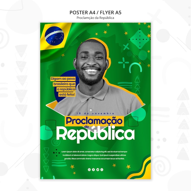 PSD gratuit modèle d'affiche verticale proclamacao da republica