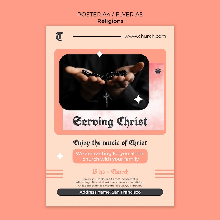 PSD gratuit modèle d'affiche verticale de religion et de culte