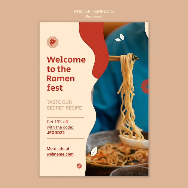 PSD gratuit modèle d'affiche verticale de restaurant de cuisine japonaise
