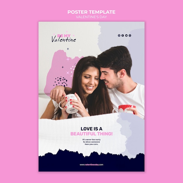 Modèle d'affiche verticale de la Saint-Valentin