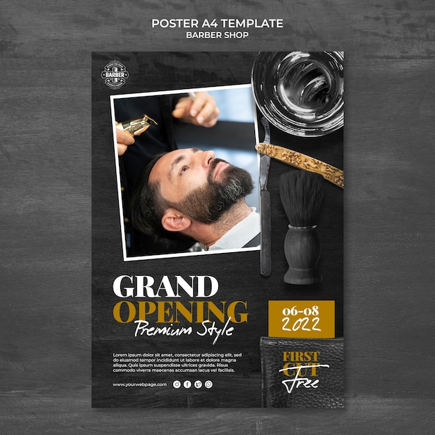 PSD gratuit modèle d'affiche verticale de salon de coiffure