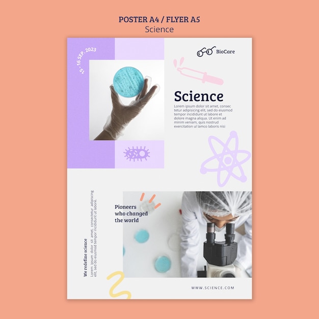 PSD gratuit modèle d'affiche verticale science et technologie