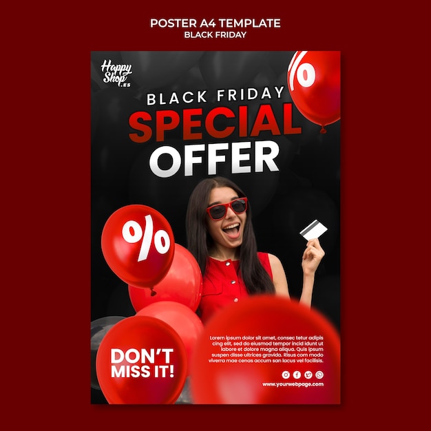 PSD gratuit modèle d'affiche verticale de vente du vendredi noir