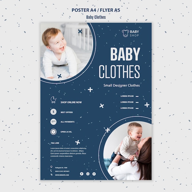 PSD gratuit modèle d'affiche vêtements de bébé