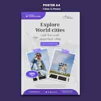 PSD gratuit modèle d'affiche de villes et de lieux