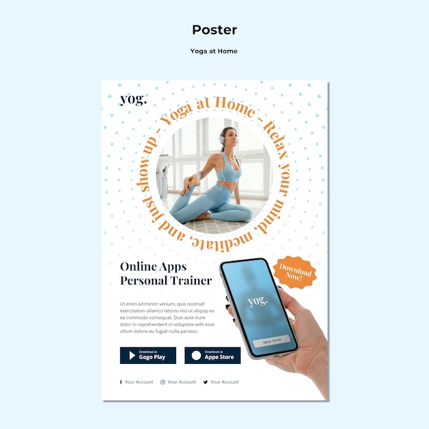 PSD gratuit modèle d'affiche de yoga à la maison