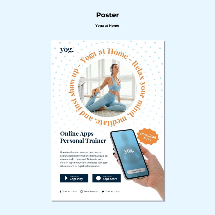 PSD gratuit modèle d'affiche de yoga à la maison