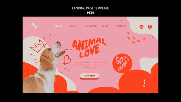 PSD gratuit modèle d'animaux de compagnie de conception de page de destination