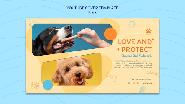 PSD gratuit modèle d'animaux de compagnie design plat