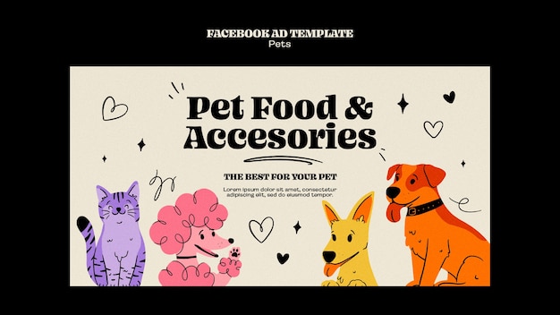 PSD gratuit modèle d'animaux de compagnie design plat