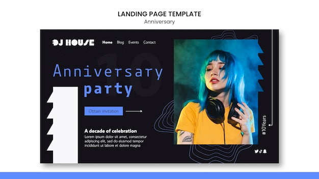 PSD gratuit modèle d'anniversaire design plat