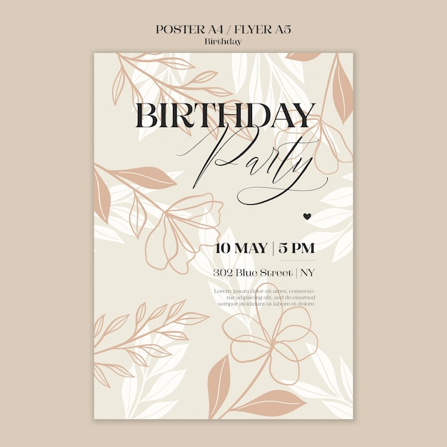 PSD gratuit modèle d'anniversaire design plat