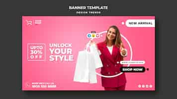 PSD gratuit modèle d'annonce de bannière shopping femme