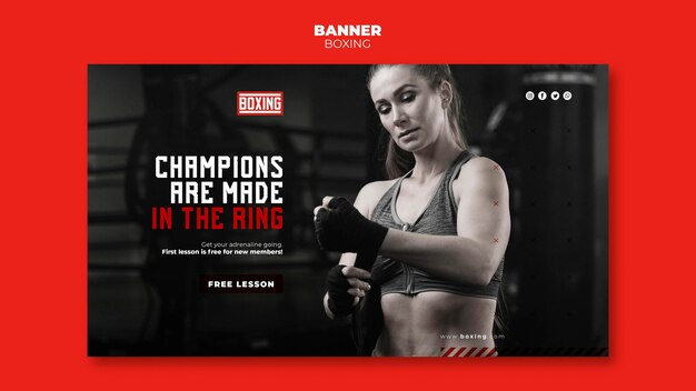 Modèle d'annonce de boxe bannière