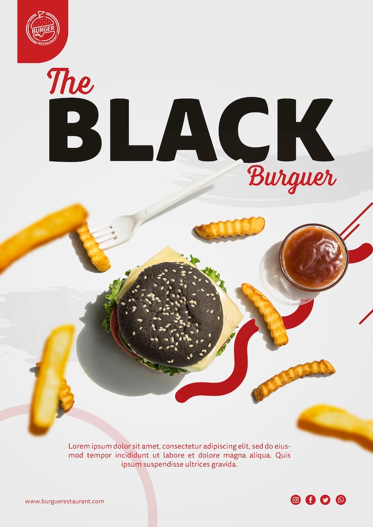 PSD gratuit modèle d'annonce burger avec frites