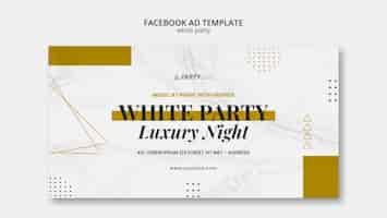 PSD gratuit modèle d'annonce facebook de fête blanche design plat
