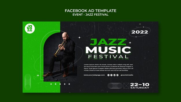 Modèle d'annonce facebook jazz design plat
