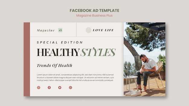 PSD gratuit modèle d'annonce facebook magazine design plat