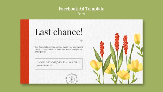 PSD gratuit modèle d'annonce facebook de printemps