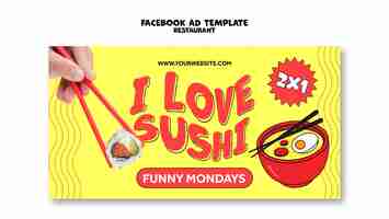 PSD gratuit modèle d'annonce facebook sushi design plat