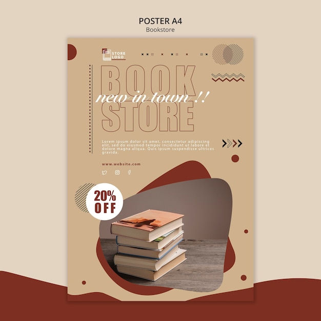 PSD gratuit modèle d'annonce de librairie affiche