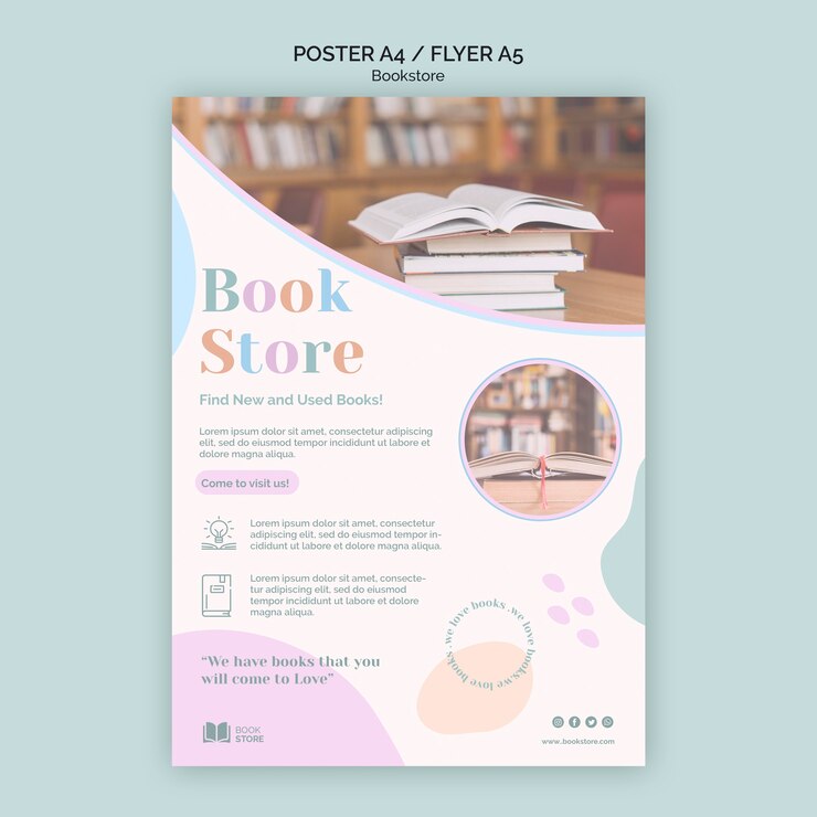 PSD gratuit modèle d'annonce de librairie affiche