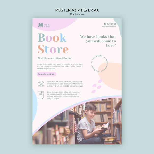 PSD gratuit modèle d'annonce de librairie flyer