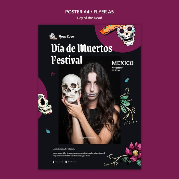 Modèle d'annonce Poster Day of the Dead