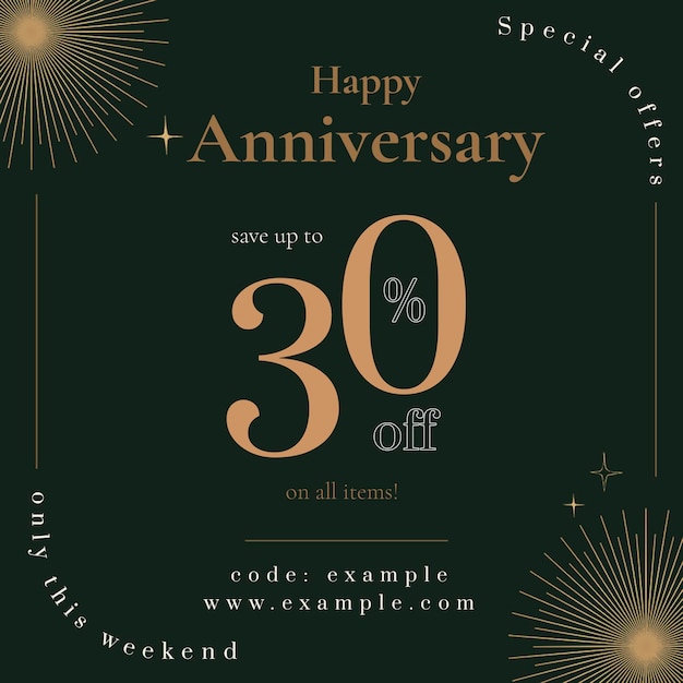 Modèle d'annonce de vente d'anniversaire psd pour la publication sur les réseaux sociaux