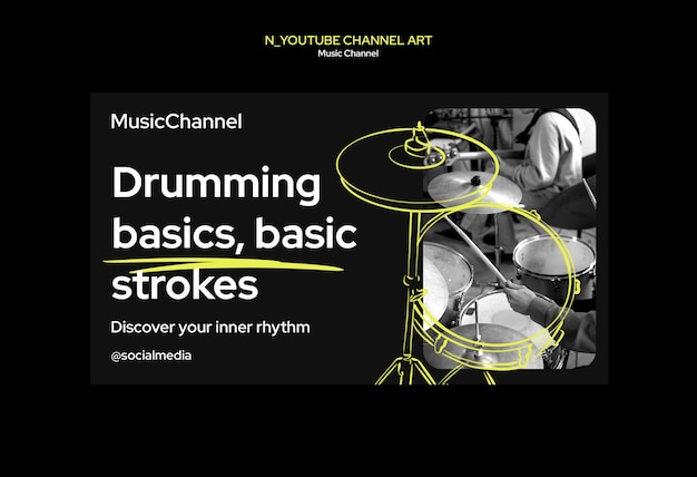 PSD gratuit modèle d'art de la chaîne de musique youtube