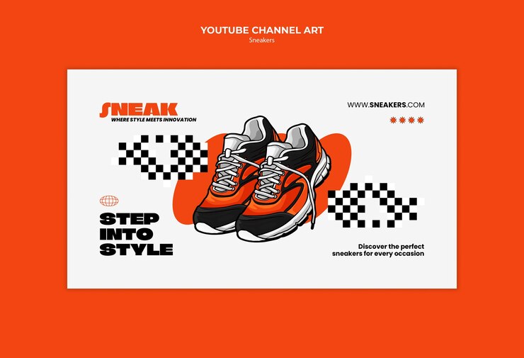 PSD gratuit le modèle d'art de la chaîne youtube de sneakers