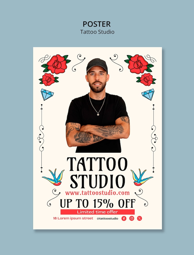 PSD gratuit modèle d'artiste de tatouage