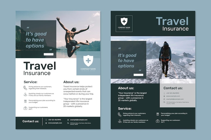 PSD gratuit modèle d'assurance voyage psd avec ensemble de texte modifiable