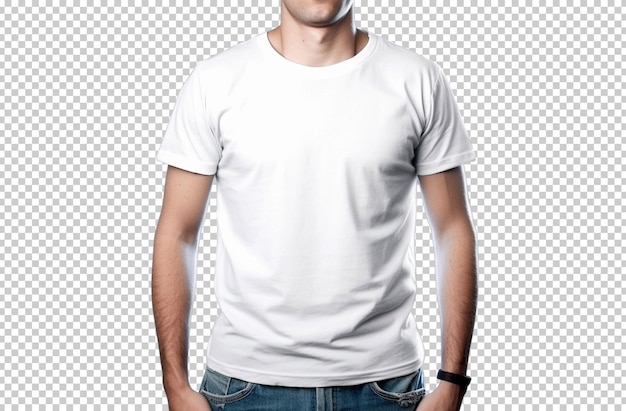 Modèle Avant Isolé Portant Un T-shirt Blanc