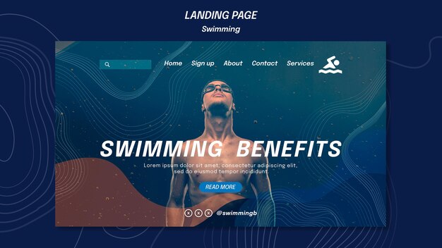 Modèle d'avantages de natation de page de destination